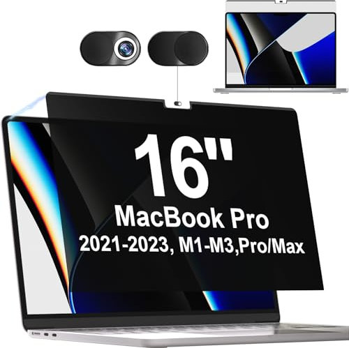 Filtro Privacy Magnetico per MacBook Pro 16 Pollici (2021-2023, M1, M2), Pellicola Privacy Filter per MacBook Pro 16 Pollici Rimovibile, Anti Luce Blu Pellicola MacBook Privacy Schermo 16 Pollici