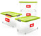 BigDean 4 Stück 60 L Aufbewahrungsbox mit Deckel groß limegrün - stapelbare robuste Box - rollbare Stapelbox mit festen Klickverschlüssen - Made in Germany