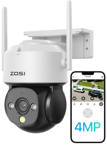 ZOSI 4MP WLAN Überwachungskamera Aussen, Pan/Tilt WiFi Dome Kamera mit Plug-in Strom, 360° Schwenkbar, KI Personen-/Fahrzeugerkennung, C290