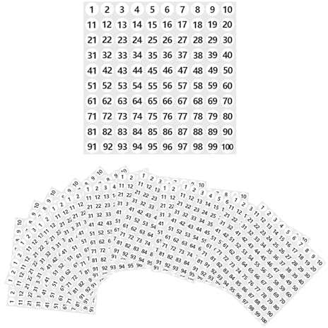 RTRTGS 50 feuilles Étiquette chiffre de 0 à 100 autocollants avec numéro ronds 5000 pièces Étiquettes numérotée organisation de stockage d'Inventaire