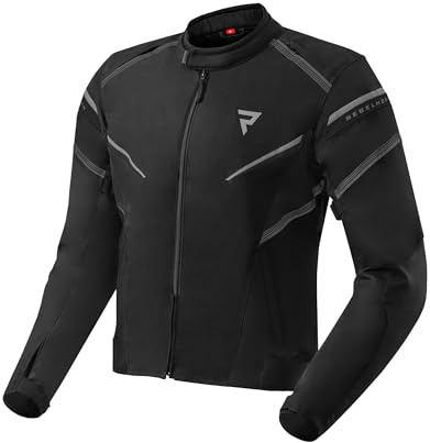 REBELHORN Spark motorcykeljacka herr | textil | 2 lager | integrerat membran | avtagbar isolerande väst | armbågar och axelskydd nivå 2 | storlekar upp till 4XL, svart, 3XL