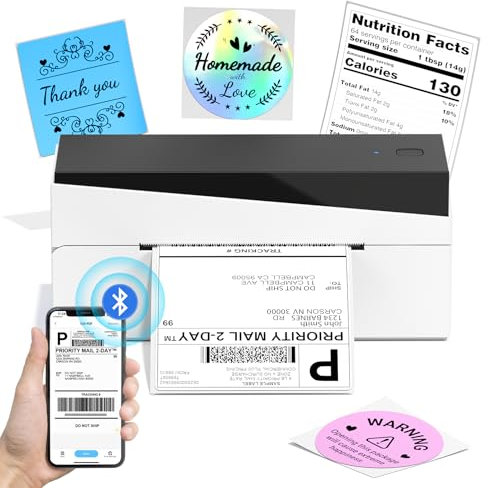 Bluetooth DHL Etikettendrucker, 249BT Thermodrucker 4x6, Label Printer Thermo-Etiketten-drucker für Barcode, Versandetiketten Drucker Kompatibel mit Amazon, Etsy, Shopify, DHL, FedEx, UPS, Hermes