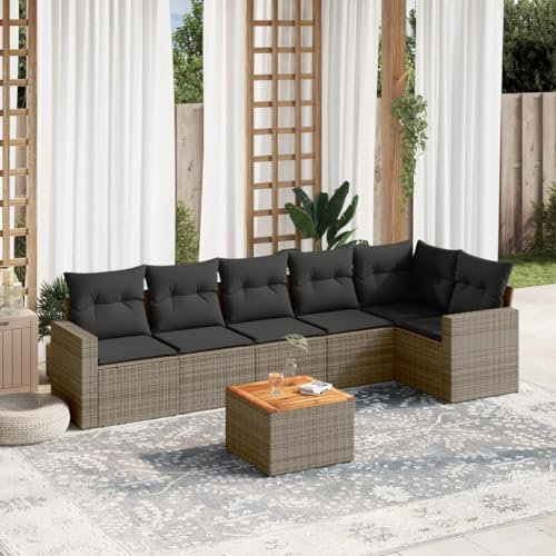 SECOLI Conjunto de muebles de jardín de ratán con espacio de almacenamiento XXL, muebles de terraza, sofá de salón, grupo de asientos de ratán, muebles de esquina, juego de muebles de balcón, color