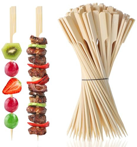 JIYIN 20cm Grillstäbchen, 100 Stück lang Bambusspieße Bambus-Spieße Holzspieße Fingerfood-Spieße Lagerfeuer Spieße buffet zubehör Bambusstäbe Spieße zum Grillen Schaschlikspieße für Obst Grills