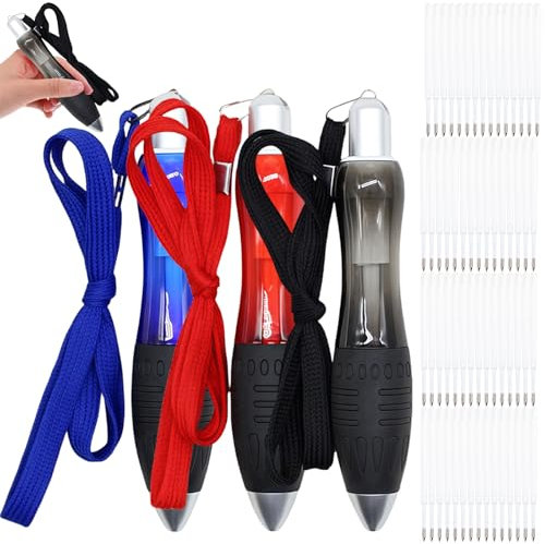 3 Stück Schwere Kugelschreiber Mit Lanyard und 60 Ersatzminen, Große Dicke Stifte mit Breitem Griff Druckkugelschreiber, Big Fat Stifte, Ergonomische Kugelschreiber für Handzittern, Schwache Hand