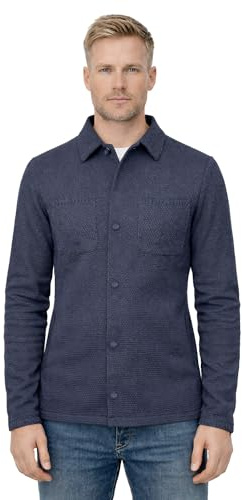 Giacca a Camicia in Cotone, Blazer Jacket da Uomo - Punto Cucitura Chicco di Riso - Artigianale, Made in Italy - Casual, Classica Sportiva (IT, Testo, XXL, Regular, Regular, Blu Scuro)