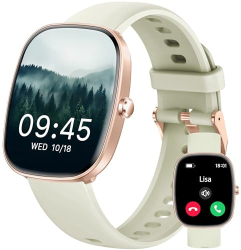 Smartwatch Damen Herren, 1.83 HD Fitness Tracker mit Schrittzähler/Blutdruckmessung/Pulsuhren/Telefonfunktion/SpO2, Gesundheitsuhr, 120+ Sportmodi, IP68 Wasserdicht Fitnessuhr für Iphone Android