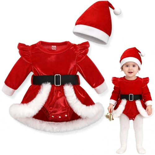 Beipegin Robe Noel Bebe Fille Mon Premier Noel Body Bebe Grenouillères Tenue Combinaison Bébé Noël