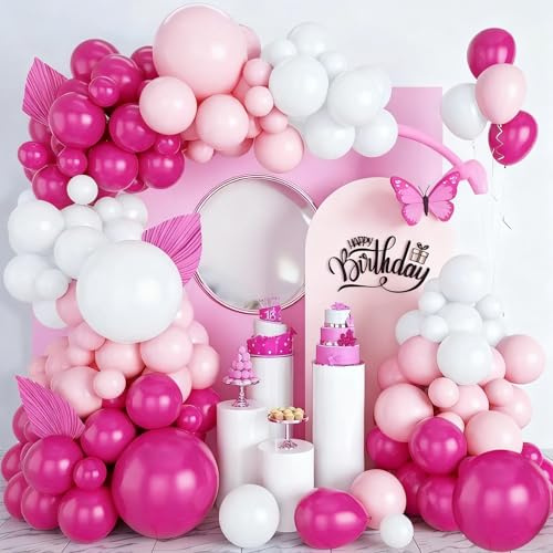 Fesnova Ballongirlande Rosa, 93 Stück Luftballons Rosa, Girlande Geburtstag Mädchen für Hochzeits, Geburtstags, Party und Prinzessinnen Themenparty Dekorationen