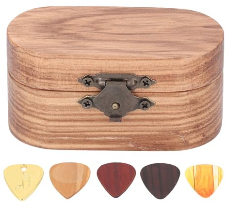 Soporte De Plectro De Guitarra Zebrawood Con 5 Selecciones De Guitarra, Soporte De SeleccióN Premium, Mini Joyero, Para El Bajo AcúStico De Ukelele EléCtrico