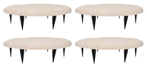 DIRBAK Piedras de paso al aire libre, escalones redondos decorativos con estacas de tierra para el camino del jardín, pasar el césped, hecho de material de polipropileno duradero, (beige)