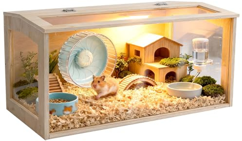 Large Hamster Cage – Deep Burrow and Openable Top, Transparent Small Animal Habitat for Hamsters, Gerbils and Other Small Animals, 80 x 40 x 40 cm