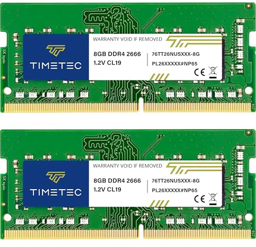Timetec Premium 16 Go KIT(2x8Go) DDR4 2666 MHz (PC4-2666V) PC4-21300 SODIMM – Non-ECC sans Tampon, 260 Broches, 1,2V CL19, mémoire pour Ordinateur Portable, Notebook, Mini-PC et Ordinateur Tout-en-Un