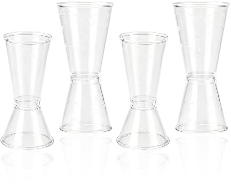 Misurino per Cocktail Jigger Set da 4 Pezzi, Dosatore Cocktail in Plastica PS con Doppia Estremità 10/20cc e 20/40cc, Accessori Barman Professionali per Mixology