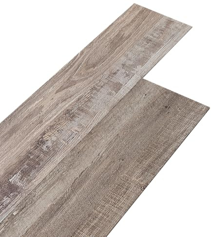 INMOZATA Self dhesive Floor Tile36 Planks 5m² – 2mm Thick Vinyl Floor Tiles Wood Effect Peel and Stick,Grey Brown Oak,Waterproof Floor Planks for Kitchen Bathroom Living Room DIY (91.5 x 15.2cm)