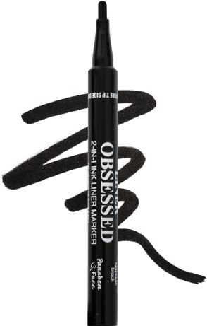 Palladio 2 in 1 Eye Liner Marker, Water Resistant Paddle Tip Liner, Bold Black Eyeliner Marker Pen, Thick or Thin Line, Quick Drying, 14 Hour All Day Wear, Flawless Finish, Black