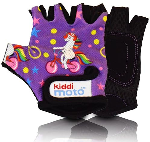 KIDDIMOTO Kinder Fahrradhandschuhe Fingerlose für Jungen und Mädchen/Fahrrad Handschuhe/Bike Kinder Handschuhe (Unicorn, M (4-8y))