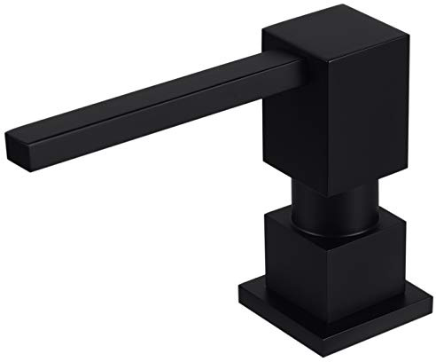 Diskbänksdispenser för diskbänk (matt svart), helt inbyggd i mässing och påfyllningsbar i toppdesign, metallhandtvål och sköljtvål kopparpump