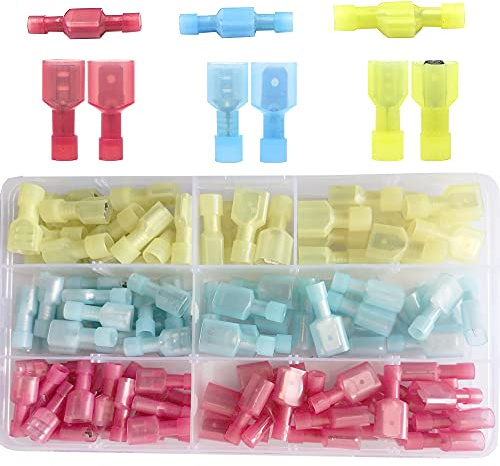 Ruidee 110 Pezzi Connettori Maschio Femmina Isolati Connettori per Cavi Connettori Elettrici Rapidi Terminali a Crimpare Nylon Faston Elettrici Vanga per Cavi (NLGM)