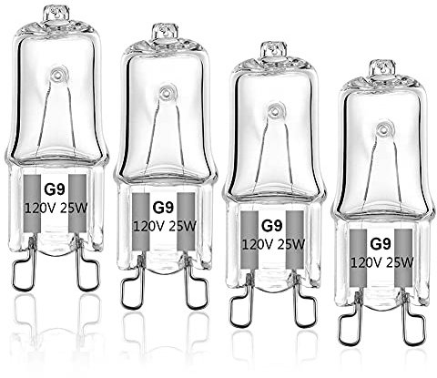 G9 Halogen Light Bulb 25W for Whirlpool Microwave Oven, Whirlpool Over The Stove Range Microwave, Replace W10709921 (4 Pack)