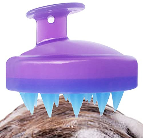 Haar-Shampoo-Bürste, Kopfhaut-Massagegerät, Shampoo-Bürste, manuelle Kopfhaut-Massage-Bürste für nass und trocken, weiche Silikon-Borsten pflegen die Kopfhaut, fördern das Haarwachstum (lila)