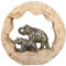 Casablanca Dekofigur - Aluminium Mangoholz - Elefanten Mutter mit Kind - Skulptur Statue Dekoration Wohnen - Höhe 28 cm