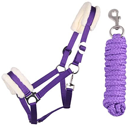 ARBO-INOX Halfter-Set Starter mit Kunstfell Halfter und Führstrick (Pony, LILA)