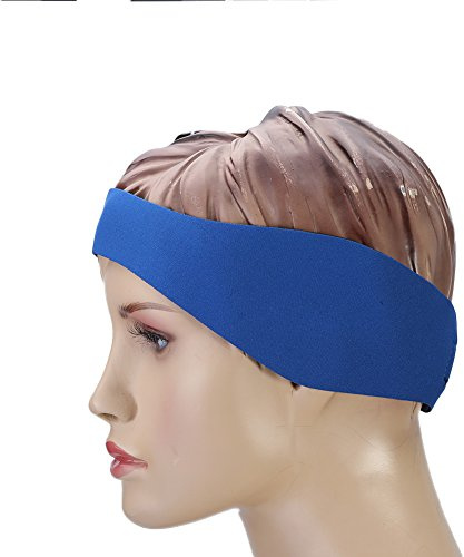 Swim Headband for Kids Adults Adjustable Neoprene Elastic Ear Head Band Light Blue
