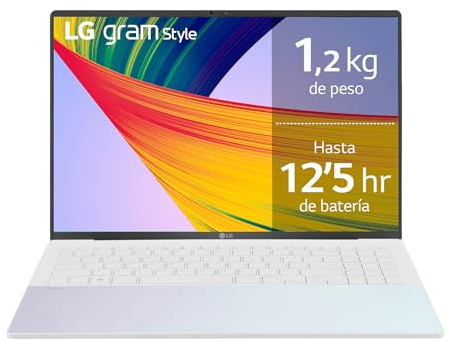 LG gram Style 16Z90RS-G.AD74B - Ordenador Portátil, 16 Pulgadas OLED FHD, Intel Core EVO i7 13ª Gen, Windows 11 Home, 32 GB RAM, 512GB SSD, 1.2Kg, 12.5hr de Autonomía, White Ice