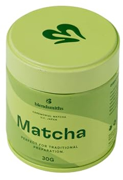 BLENDSMITHS | 100% Pure Ceremonial Grade Matcha, Traditional Japanese Green Tea Powder, Sourced from Uji Kyoto | 30g Tin - 30 servings