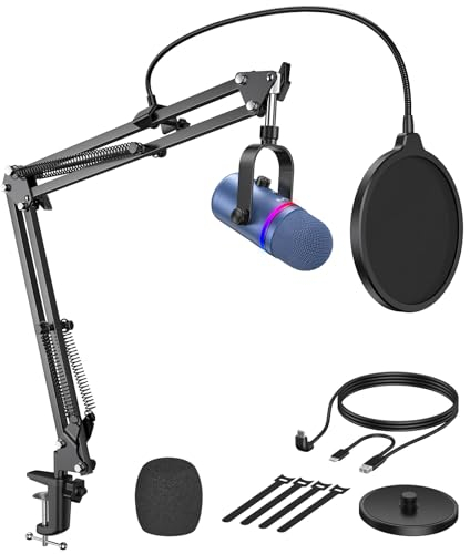 TECURS Gaming Mikrofon USB mit RGB Beleuchtung – Stummschalt-Taste & Geräuschunterdrückung, Studio-Qualität für Streaming/PS5/ASMR/Podcast, Pop-Filter, für PC/Mac/PS4/Konsole