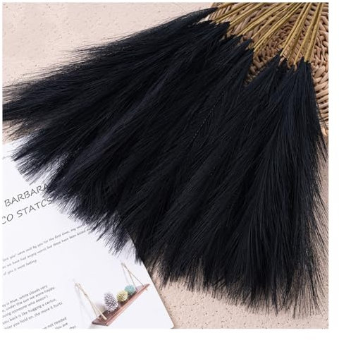Rockreyoa Erba della pampa artificiale secca, pampa, erba, piante artificiali, soffice bouquet, vaso di fiori, riempimento, fiori secchi, erba della pampa, per matrimonio, camera da letto, nero, 10