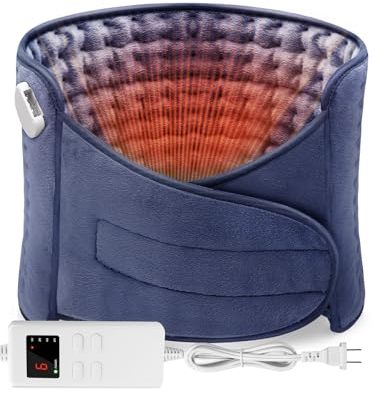 Manta Electrica Esterilla Electrica con 6 Niveles de Temperatura y 4 Configuraciones de Tiempo, 120 x 30cm Almohadilla Eléctrica Lumer con Apagado Automático para Lumbar/Espalda/Cuello/Hombros Bleu