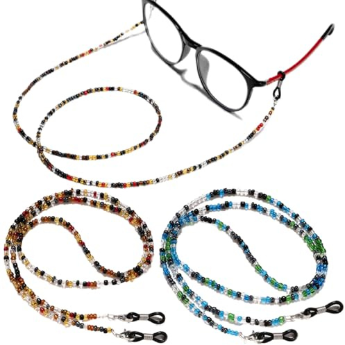 CJQRL 2 Pièces Chaîne de Lunettes pour Dames, Porte-lunettes Sangle de lunettes Chaîne, Ruban de lunettes Dames Perles Colorées Anti-dérapant pour Accessoires de Lunettes Rubans de Lunettes