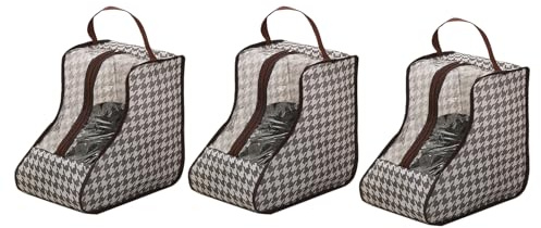 giteo bedding 3 Pack Portable Boots Storage Bags, Waterproof and Dustproof Shoe Protector Bag for Travel,Transparent Boot Cover Organizer with Handles for Men and Women (Short Style)