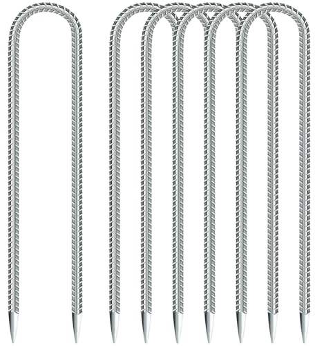 KOOOGEAR 6 picchetti per pavimenti, ancoraggio a terra, lunghezza 30 cm, picchetti a U, picchetti per tenda, per il fissaggio di recinzioni, trampolini, tettoie da campeggio, pali da giardino (6 pezzi
