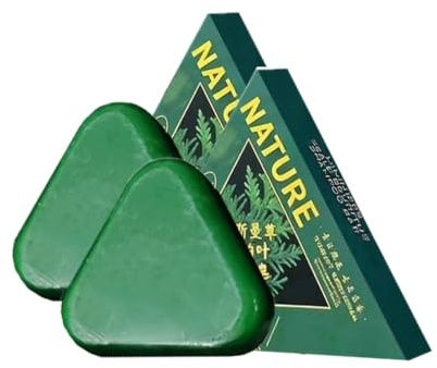 Nature Triangle Shampoo Bar, Usman Grass Shampoos Bar, Control Oiliness, Eliminate Dandruff, Calming & Strengthens Hair, Deeply Nourishing Hair Regrowth Soap Bars for all Hair Types (2PCS)