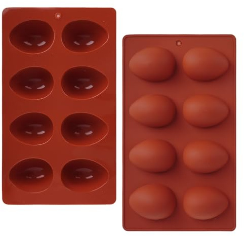 2Pcs 8-Cavity Silicone Easter Egg Molds, Egg Shaped Cake Pop Mold, Baking Supplies for Making Chocolate Jello Candy
