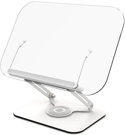 Spacnana 360 Graders Roterande Bokställ med Akrylpanel och Justerbara Klämmor för Läroböcker och Kokböcker Hemma eller på Kontoret