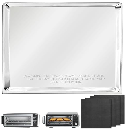 GWYSY Crumb Tray for Ninja Foodi SP101 SP100 SP1001C SP201 Air Fryer,Replacement Tray Pan Parts with 4 PCS Fiberglass Non-stick Oven Liners for Ninja Flip Toaster Oven Digital Countertop Oven
