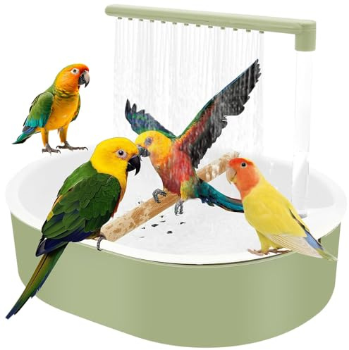 BIZOI Baño Automático para Pájaros, Bañera de Agua Circulante Automática para Aves Domésticas, Ducha para Loros, Accesorio de Fuente para Jaula Periquitos Agapornis Cacatúa y Cotorra