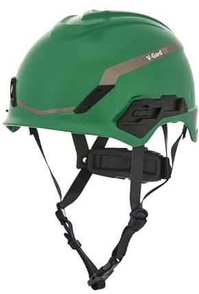 MSA 10194794 H1 V-Gard Helmet With Fas-Trac III Ratchet Suspension | Polyethylene Shell, Superior Impact Protection, Self Adjusting Crown Straps - Standard Size in Green