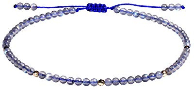 Jewboo Moonstone Anklet Bracelet for Women Gemstone Healing Energy Crystal Beach Foot Beaded Jewelry Adjustable(8.5-10 Inches)