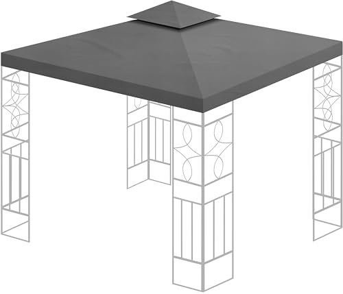 Ersatzdach 360g/m² Dach EXTRA STARK PVC Beschichtung Pavillondach 100% Wasserdicht Pavillon 3x3m (anthrazit #12)