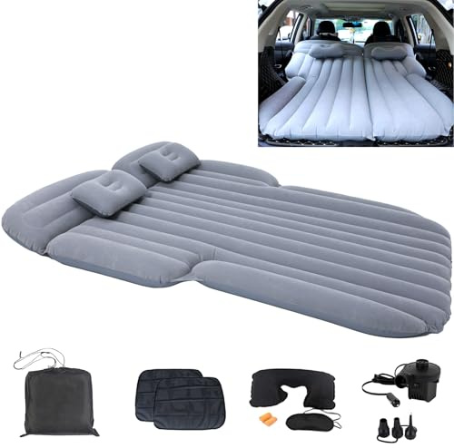 Onirii Inflatable SUV Air Mattress,Thickened Flocking Car Travel Camping Bed with 2 Pillows & Air Pump,Portable Car Sleeping Mattress for SUV Trunk and Rear