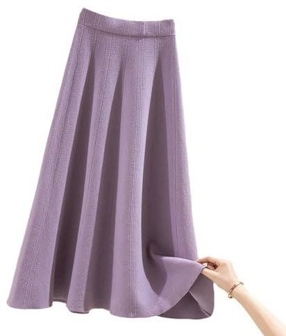 SUIUOI Faldas de Pana para Mujer Falda Larga de Pana, A-Line Faldas Plisadas de Tartán Invierno Otoño Midi Faldas Largas, Elástica Vintage Elegante Avellanada, Aldas Plisadas Casual Fiesta