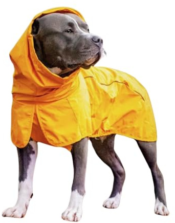 Spark Paws Dog Raincoat, Waterproof Windproof Rain Jacket, for Small Medium Large Extra Large Dogs, Reflective Breathable Full-Body Coverage Dry Suit - Mustard Yellow - 3XL