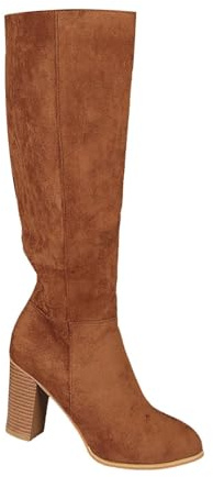 Botas de Mujer con Tacón Alto - Estilo Occidental, Botines de Ante, Cremallera, Caña Ancha, Altas hasta la Rodilla, Invierno, Tallas 36-43