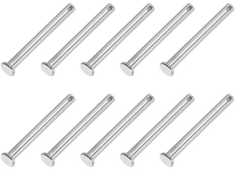 PATIKIL Perni a Testa Piana a Foro Singolo 10 Pezzi Perno Testa Piatta in Acciaio Inossidabile 304 per Serratura a Spina per Sistemi Cardini, Argento, 6 x 60mm