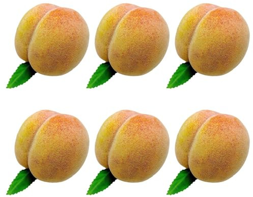 Vdaxvme 6 piezas de melocotón artificial realista de simulación de frutas modelo de melocotón falso, accesorios de exhibición para el hogar y la cocina, fiestas, decoración del hogar